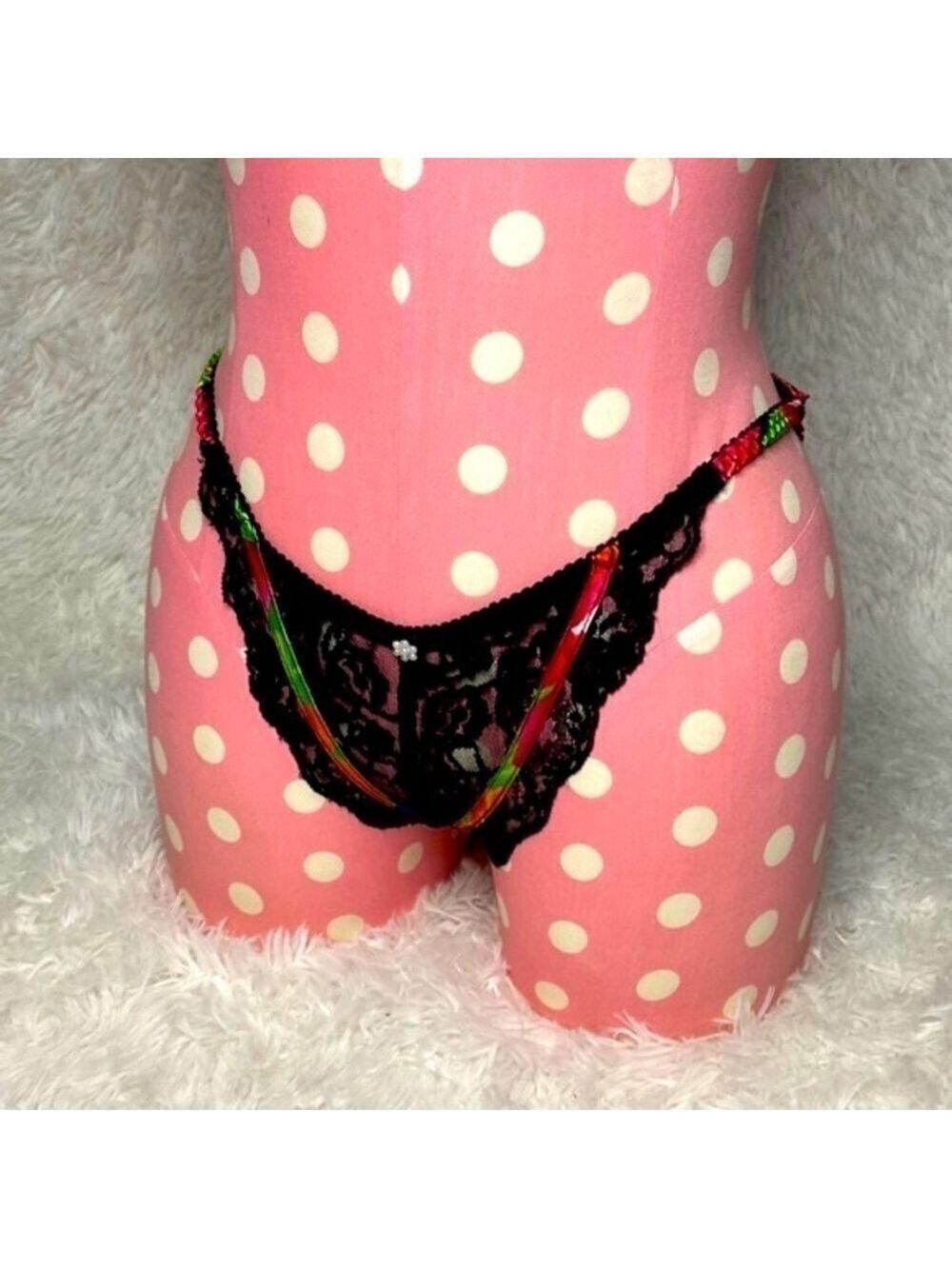 Vintage lace floral string bikini panty